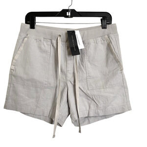 Banana Republic Shorts Womens 6 Gray Linen Casual Mid Rise Pull On Drawstring